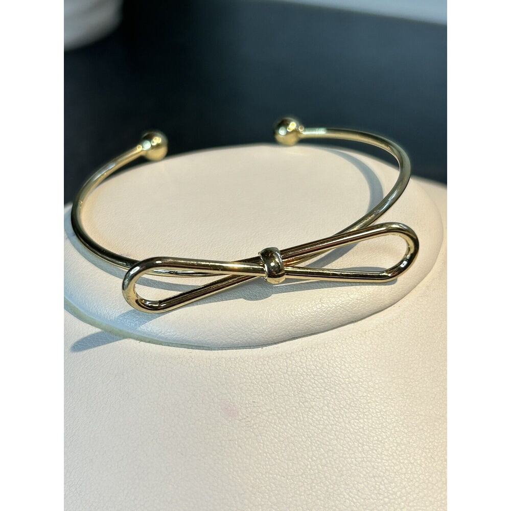 Women's Gold Tone Adjustable BOW Cuff Bracelet High Polished